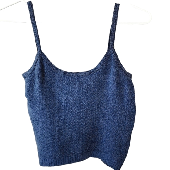 None Tops - 90s crop top navy blue knit stretch singlet size 10